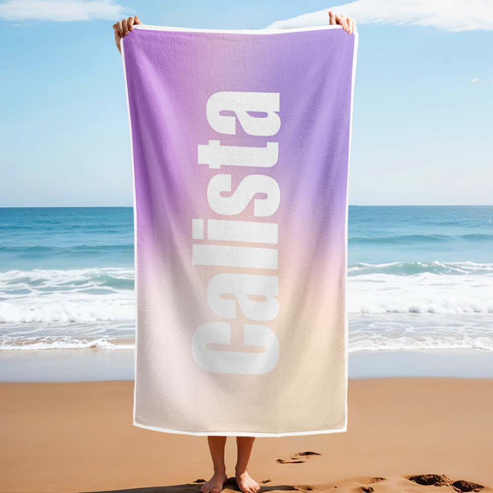 Benutzerdefiniertes Strandtuch Mit Namen Ombre Mehrfarbiges Strandtuch Personalisiertes Pooltuch Urlaubsgeschenk Mädchenreisegeschenk - dephotoblanket