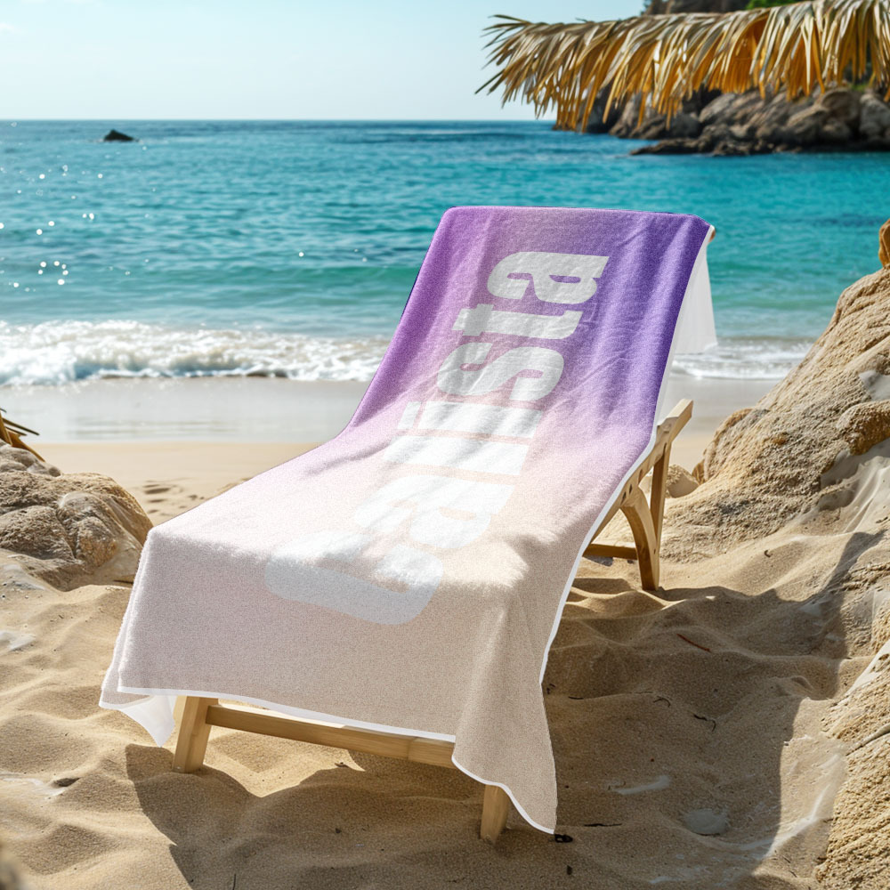 Benutzerdefiniertes Strandtuch Mit Namen Ombre Mehrfarbiges Strandtuch Personalisiertes Pooltuch Urlaubsgeschenk Mädchenreisegeschenk - dephotoblanket