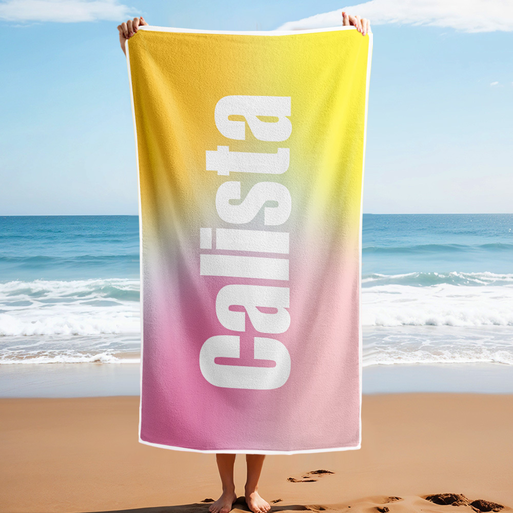 Benutzerdefiniertes Strandtuch Mit Namen Ombre Mehrfarbiges Strandtuch Personalisiertes Pooltuch Urlaubsgeschenk Mädchenreisegeschenk - dephotoblanket