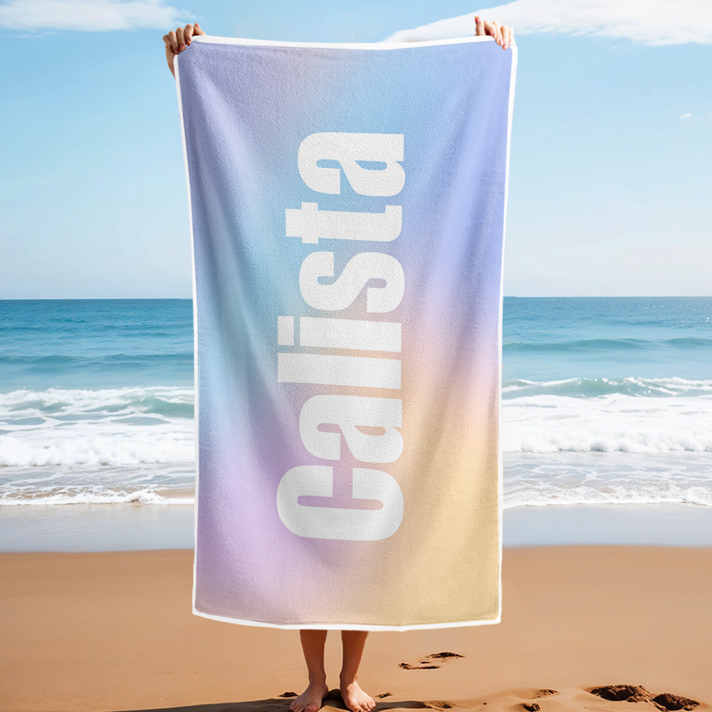 Benutzerdefiniertes Strandtuch Mit Namen Ombre Mehrfarbiges Strandtuch Personalisiertes Pooltuch Urlaubsgeschenk Mädchenreisegeschenk - dephotoblanket