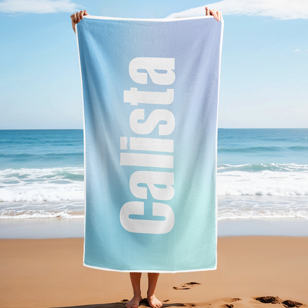 Benutzerdefiniertes Strandtuch Mit Namen Ombre Mehrfarbiges Strandtuch Personalisiertes Pooltuch Urlaubsgeschenk Mädchenreisegeschenk - dephotoblanket