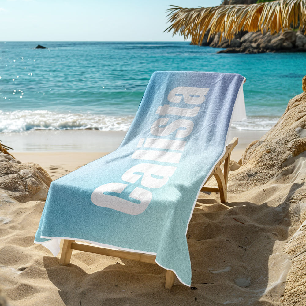 Benutzerdefiniertes Strandtuch Mit Namen Ombre Mehrfarbiges Strandtuch Personalisiertes Pooltuch Urlaubsgeschenk Mädchenreisegeschenk - dephotoblanket