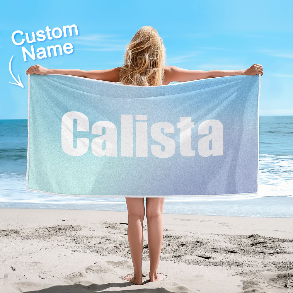 Benutzerdefiniertes Strandtuch Mit Namen Ombre Mehrfarbiges Strandtuch Personalisiertes Pooltuch Urlaubsgeschenk Mädchenreisegeschenk - dephotoblanket