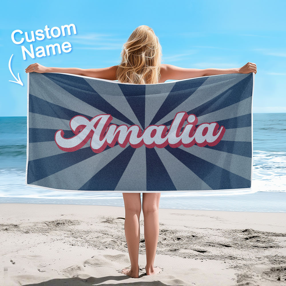 Benutzerdefiniertes Strandtuch Mit Namens-burst-style-streifenmuster Außerhalb Des Urlaubsgeschenks - dephotoblanket