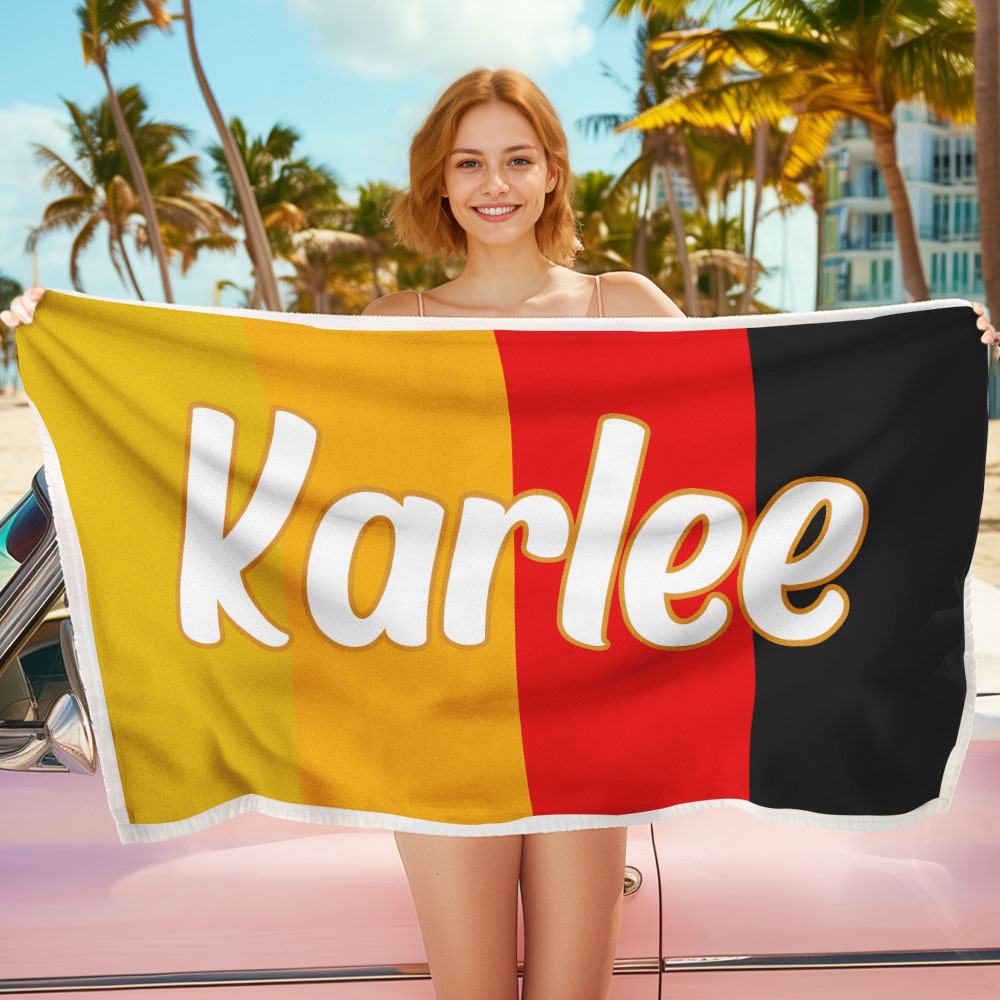 Benutzerdefinierte Bunte Strandtuch Mit Namen Personalisierte Pool Handtuch Groovy Geburtstag Urlaub Geschenk - dephotoblanket