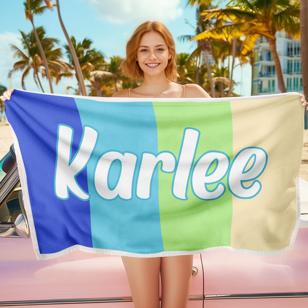 Benutzerdefinierte Bunte Strandtuch Mit Namen Personalisierte Pool Handtuch Groovy Geburtstag Urlaub Geschenk - dephotoblanket