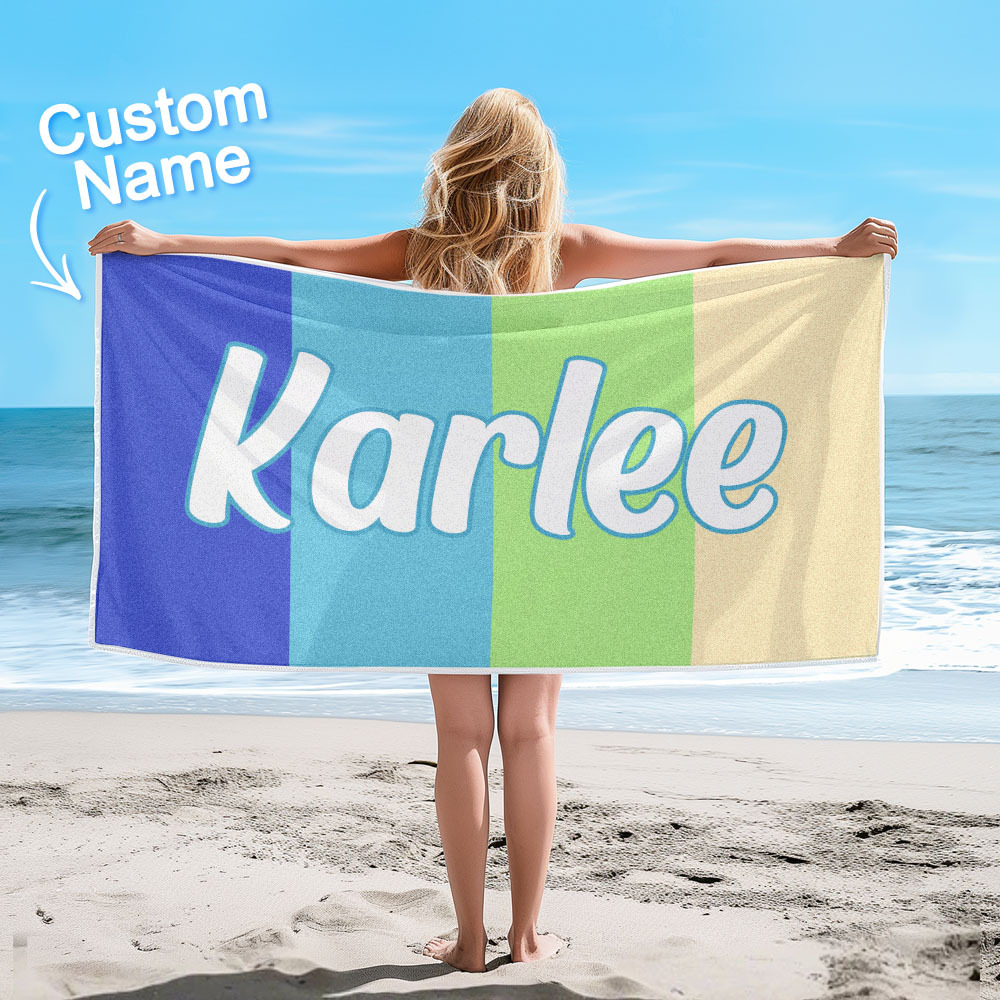 Benutzerdefinierte Bunte Strandtuch Mit Namen Personalisierte Pool Handtuch Groovy Geburtstag Urlaub Geschenk - dephotoblanket
