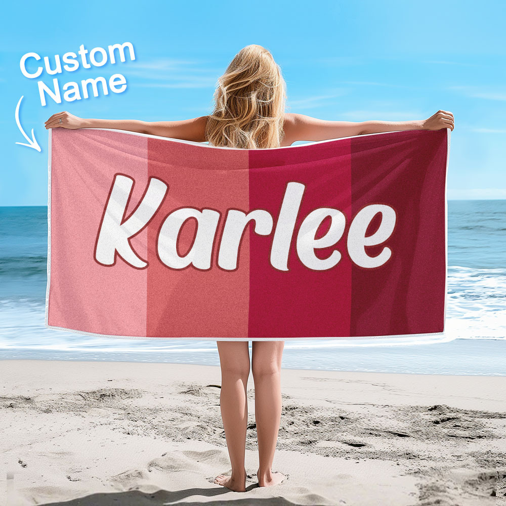 Benutzerdefinierte Bunte Strandtuch Mit Namen Personalisierte Pool Handtuch Groovy Geburtstag Urlaub Geschenk - dephotoblanket