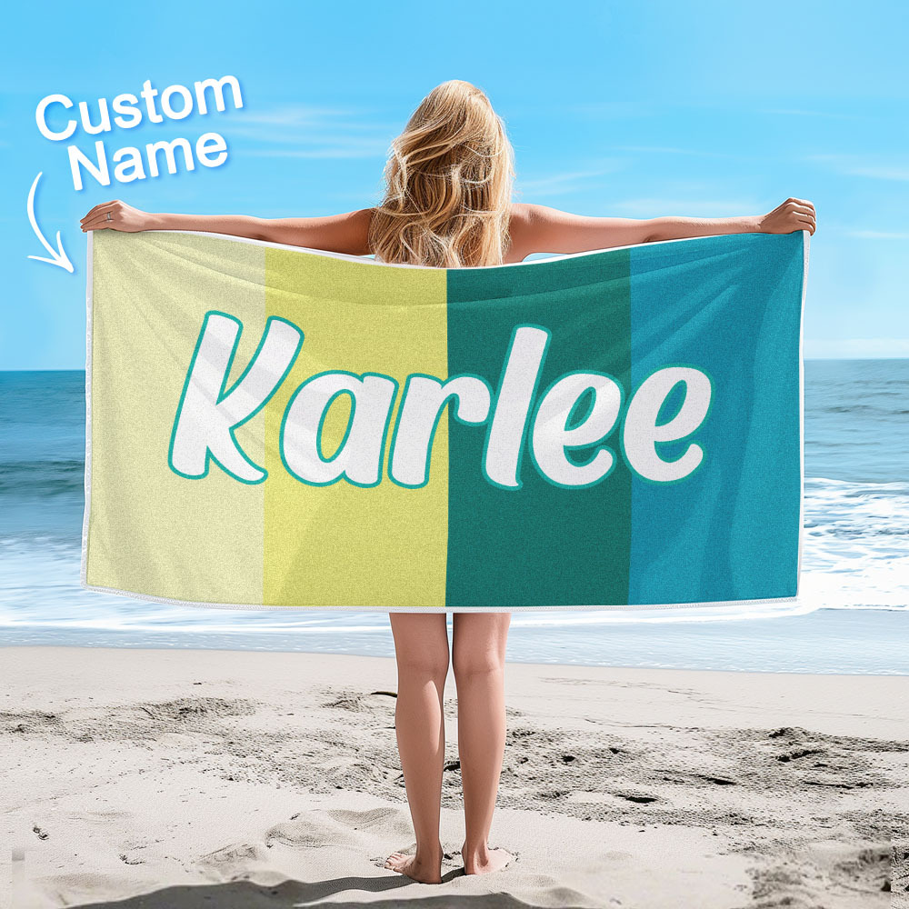 Benutzerdefinierte Bunte Strandtuch Mit Namen Personalisierte Pool Handtuch Groovy Geburtstag Urlaub Geschenk - dephotoblanket