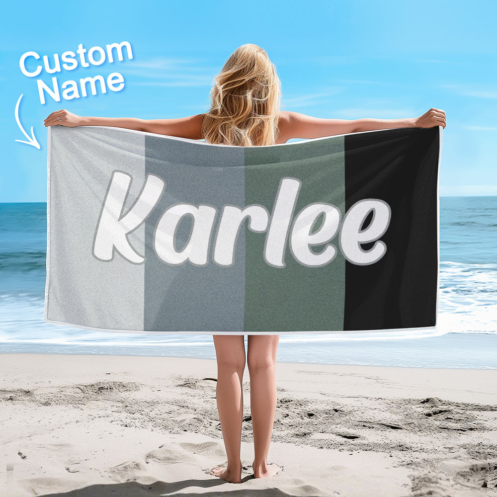 Benutzerdefinierte Bunte Strandtuch Mit Namen Personalisierte Pool Handtuch Groovy Geburtstag Urlaub Geschenk - dephotoblanket