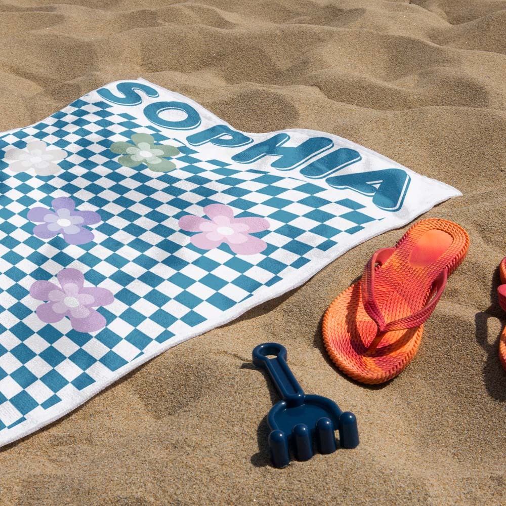 Personalisiertes Blumen-strandtuch Im Retro-stil, Urlaubsgeschenke - dephotoblanket