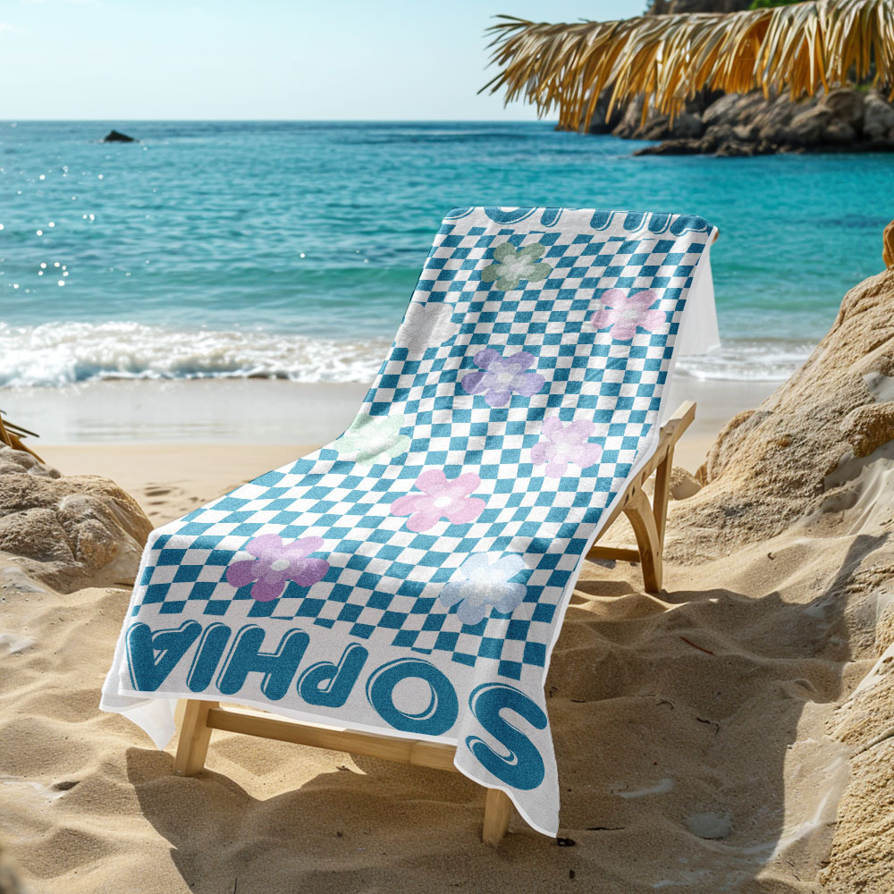 Personalisiertes Blumen-strandtuch Im Retro-stil, Urlaubsgeschenke - dephotoblanket