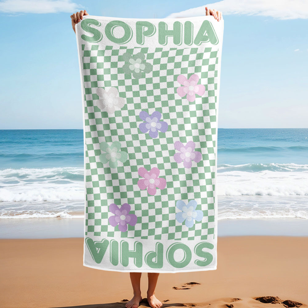 Personalisiertes Blumen-strandtuch Im Retro-stil, Urlaubsgeschenke - dephotoblanket