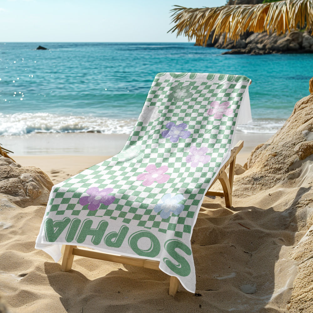 Personalisiertes Blumen-strandtuch Im Retro-stil, Urlaubsgeschenke - dephotoblanket