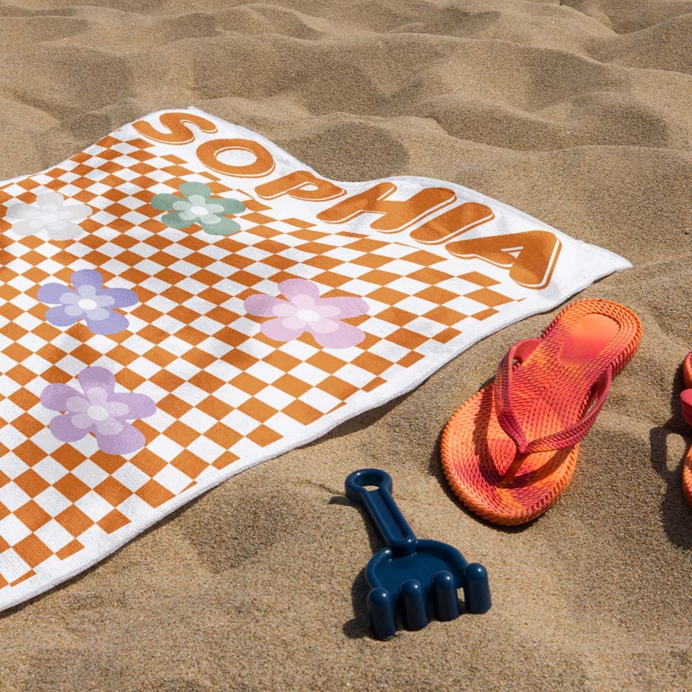 Personalisiertes Blumen-strandtuch Im Retro-stil, Urlaubsgeschenke - dephotoblanket