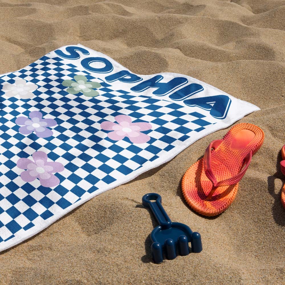 Personalisiertes Blumen-strandtuch Im Retro-stil, Urlaubsgeschenke - dephotoblanket