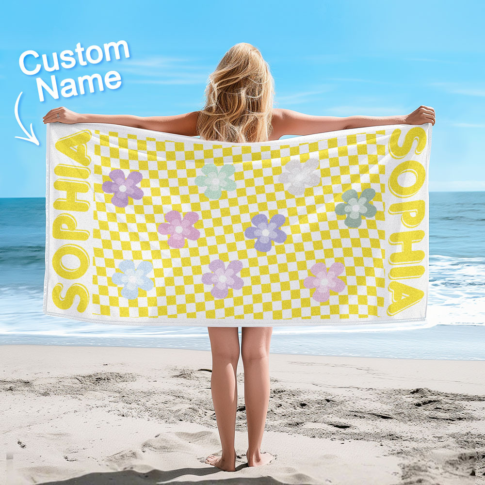 Personalisiertes Blumen-strandtuch Im Retro-stil, Urlaubsgeschenke - dephotoblanket