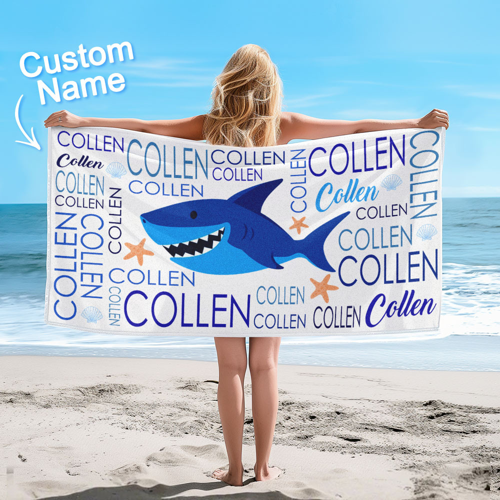 Benutzerdefinierte Strandtuch Mit Namen Ozean Tiere Pool Handtuch Pool-party-geschenk - dephotoblanket