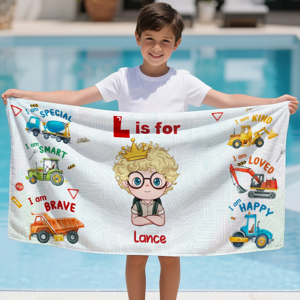 Benutzerdefinierte Strandtuch Der Träume Mit Namen Cartoon Sommer Geschenk Für Kind - dephotoblanket