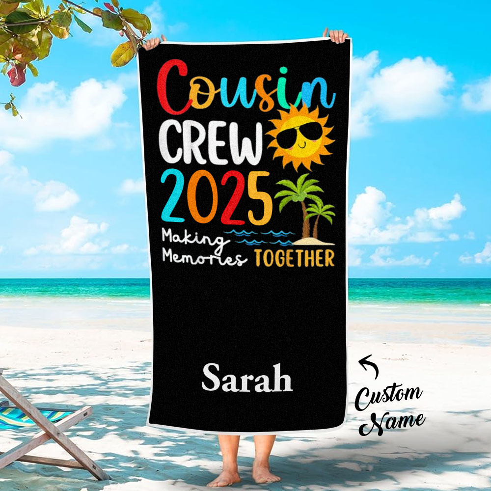 Benutzerdefinierte Cousin Crew Strandtuch Mit Namen Sommer Strand Geschenk Für Cousin - dephotoblanket