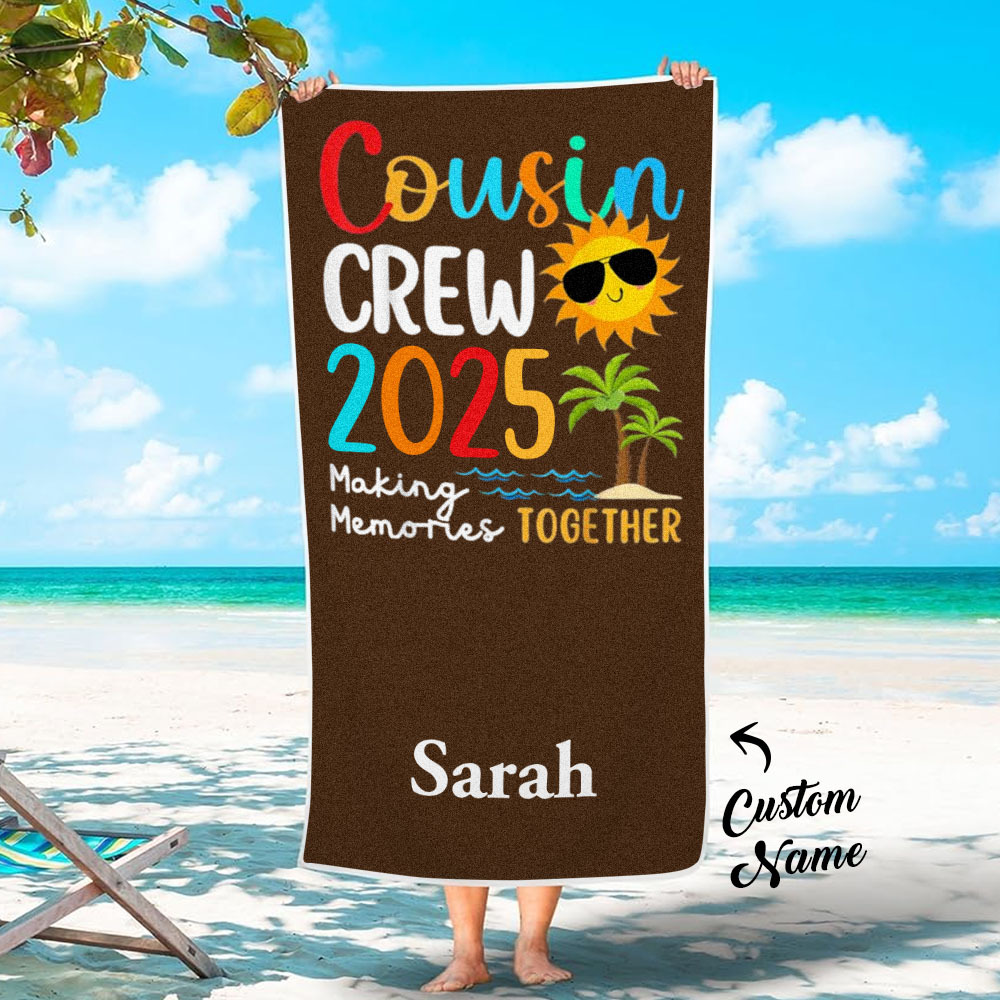 Benutzerdefinierte Cousin Crew Strandtuch Mit Namen Sommer Strand Geschenk Für Cousin - dephotoblanket