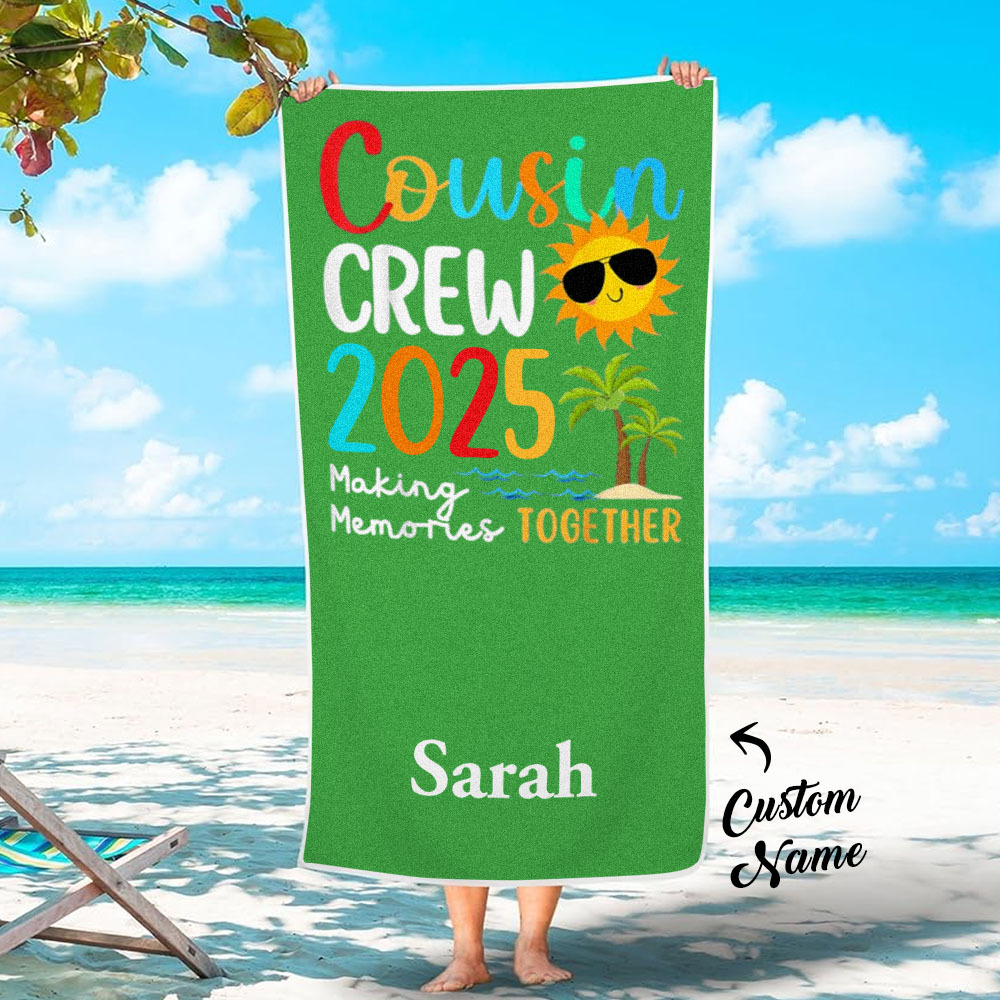 Benutzerdefinierte Cousin Crew Strandtuch Mit Namen Sommer Strand Geschenk Für Cousin - dephotoblanket