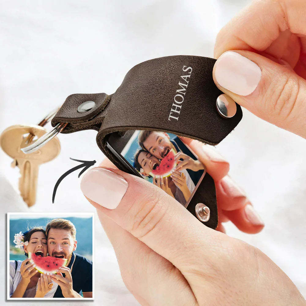 Personalisierter Foto-schlüsselanhänger Benutzerdefinierte Leder-schlüsselanhänger Geschenke Für Papa Für Ehemann - dephotoblanket
