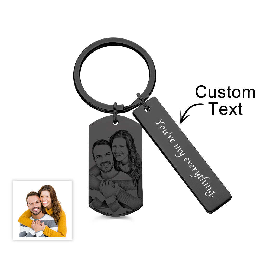 Personalisierter Foto-schlüsselanhänger Mit Text, Einzigartiges Graviertes Schlüsselanhänger-geschenk Für Paare - dephotoblanket