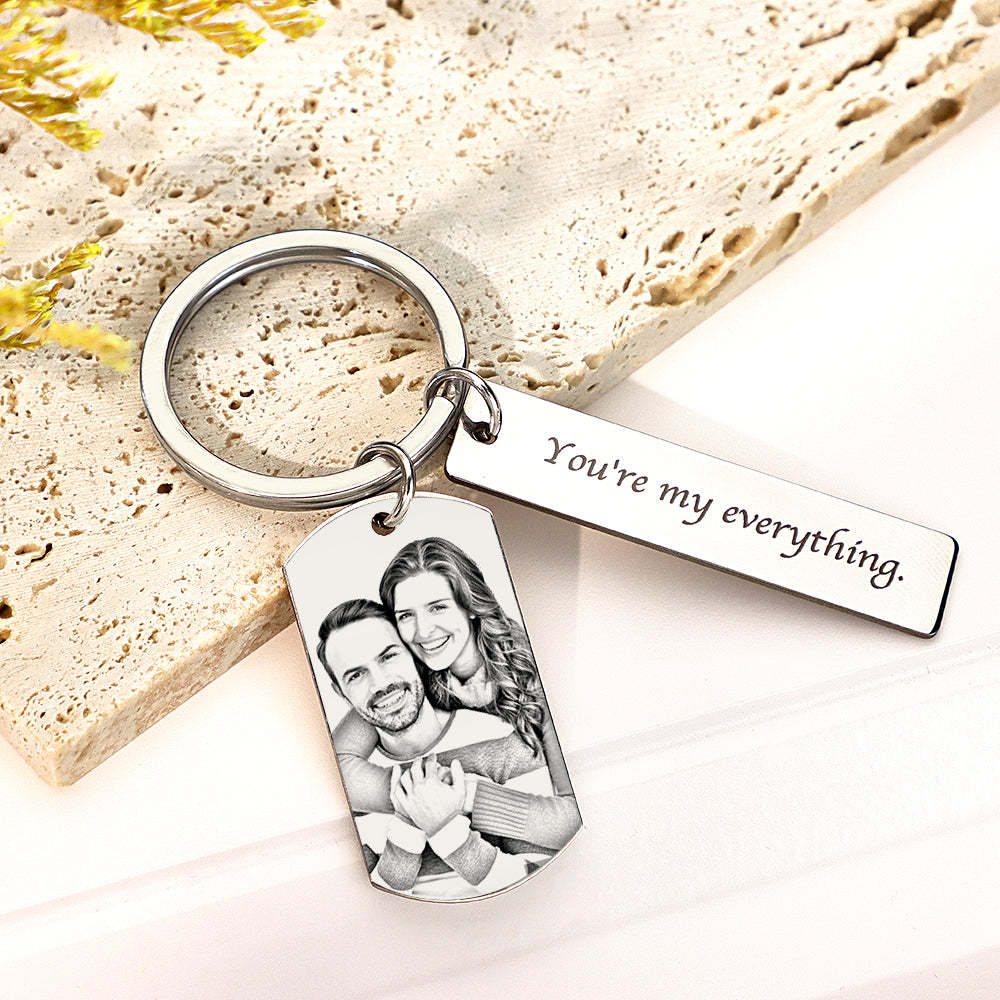 Personalisierter Foto-schlüsselanhänger Mit Text, Einzigartiges Graviertes Schlüsselanhänger-geschenk Für Paare - dephotoblanket