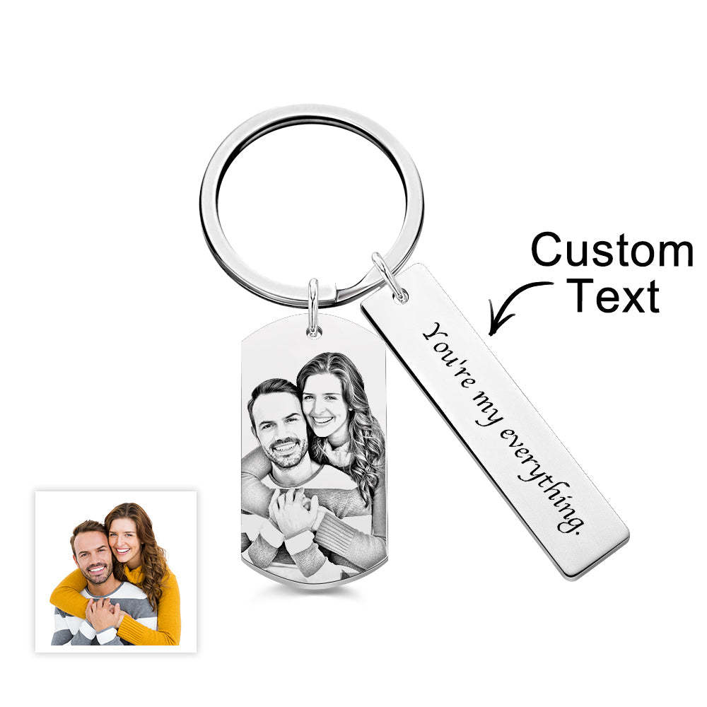 Personalisierter Foto-schlüsselanhänger Mit Text, Einzigartiges Graviertes Schlüsselanhänger-geschenk Für Paare - dephotoblanket