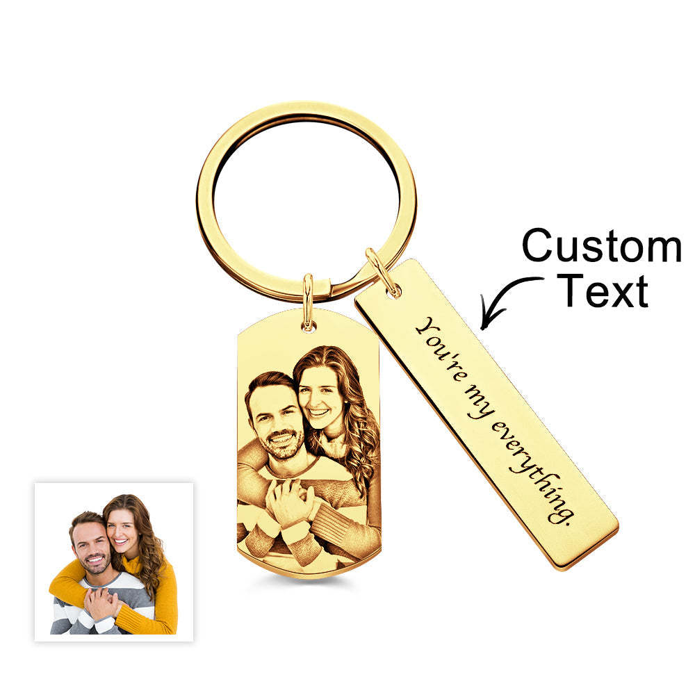 Personalisierter Foto-schlüsselanhänger Mit Text, Einzigartiges Graviertes Schlüsselanhänger-geschenk Für Paare - dephotoblanket