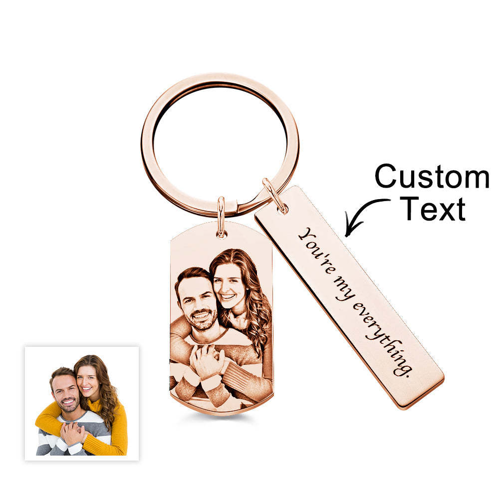 Personalisierter Foto-schlüsselanhänger Mit Text, Einzigartiges Graviertes Schlüsselanhänger-geschenk Für Paare - dephotoblanket