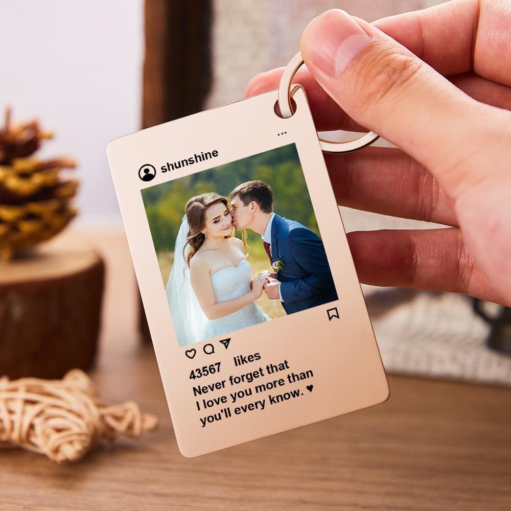Personalisierter Instagram-design-schlüsselanhänger, Individuelles Foto, Modischer Schlüsselanhänger, Valentinstagsgeschenk - dephotoblanket