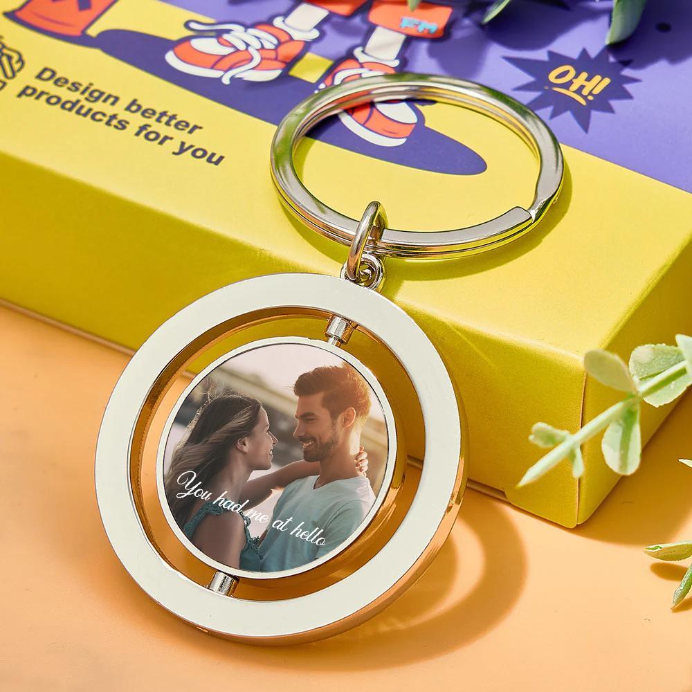 Personalisierter Foto-drehbarer Runder Schlüsselanhänger, Liebes-souvenirs, Schlüsselanhänger, Valentinstagsgeschenke Für Paare - dephotoblanket