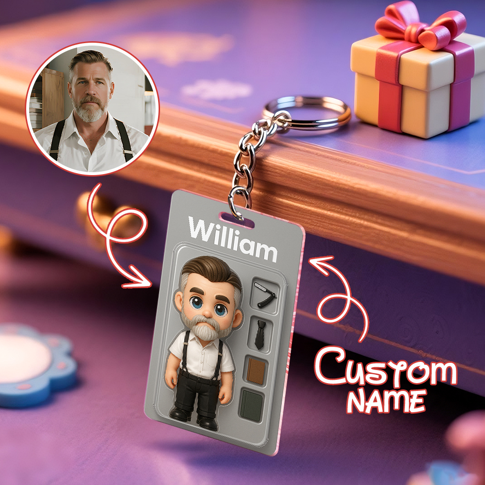 Benutzerdefinierte Actionfigur Pack Verpackung Spielzeugbox Stil Kunst Geschenk Personalisierte Acryl Schlüsselanhänger Geschenk Für Die Familie
