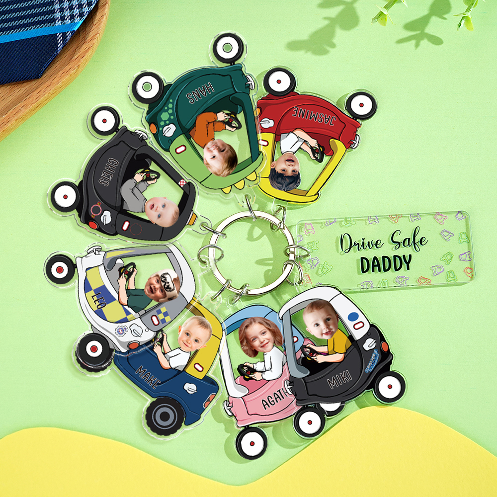 Personalisierter Schlüsselanhänger Mit Individuellem Foto, Optionales Muster, Drive Safe, Liebevolles Vatertagsgeschenk