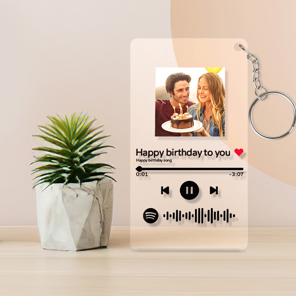 Personalisierte Geschenke Benutzerdefinierte scanbare Schlüsselanhänger Musik Code Musik Plakette Schlüsselringe(5.4CM*8.6CM)