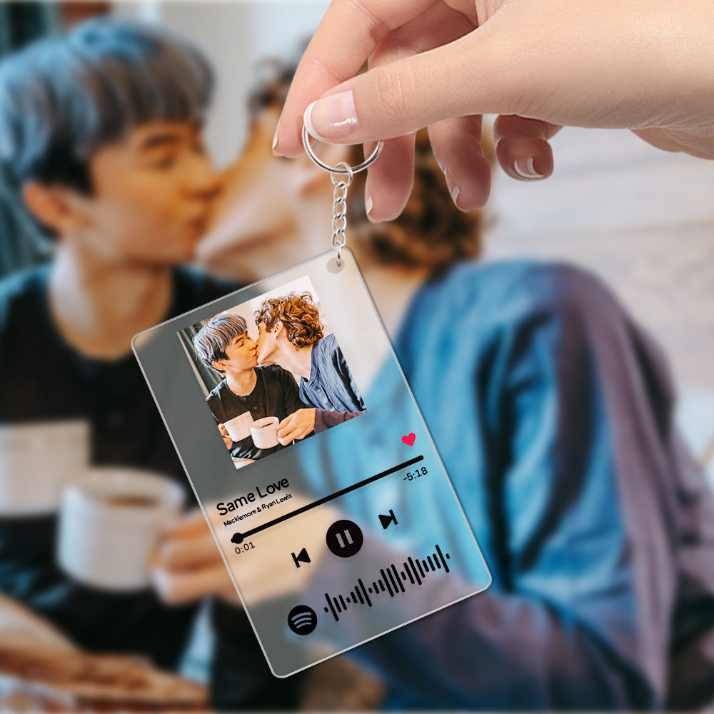 Personalisierte Geschenke Benutzerdefinierte scanbare Schlüsselanhänger Musik Code Musik Plakette Schlüsselringe(5.4CM*8.6CM)