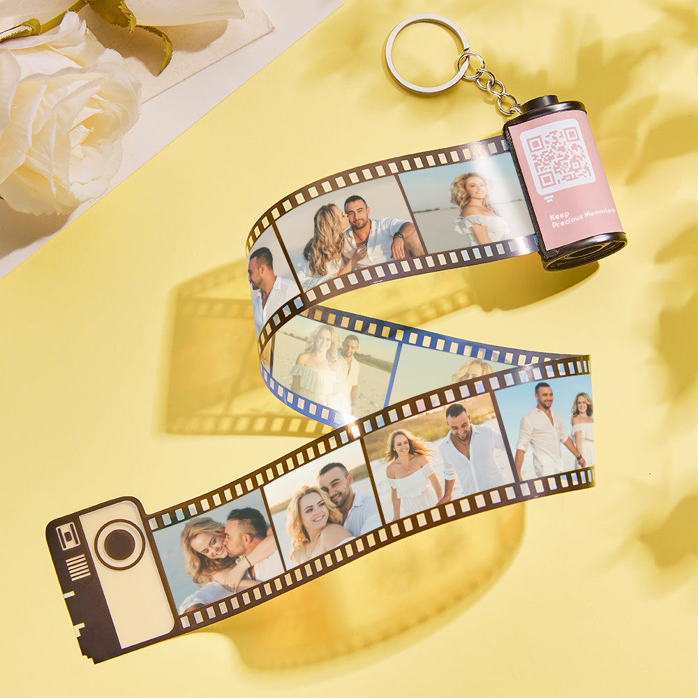 Scannbarer Qr-code Shell Film Roll Schlüsselanhänger Mit Ihrem Foto Oder Text Multifoto Personalisiertes Geschenk Für Sie