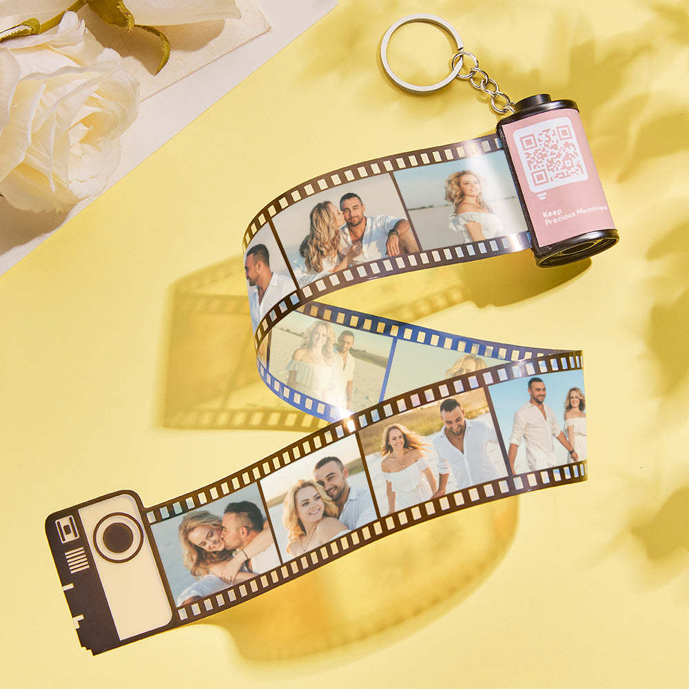 Scannbarer Qr-code Shell Film Roll Schlüsselanhänger Mit Ihrem Foto Oder Text Multifoto Personalisiertes Geschenk Für Sie - dephotoblanket