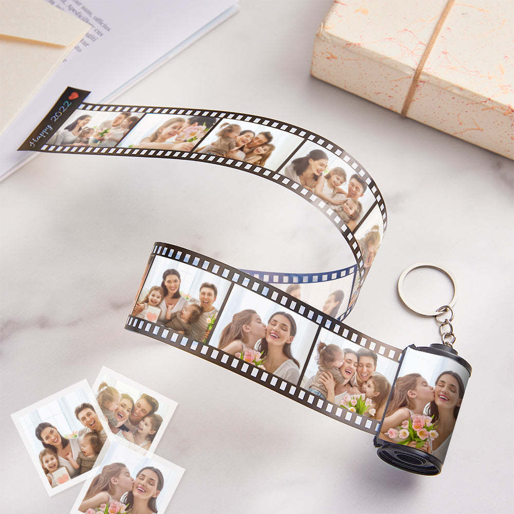 Personalisierter Foto-shell-rollfilm-schlüsselanhänger Multifoto-erinnerungsgeschenke Für Die Familie - dephotoblanket