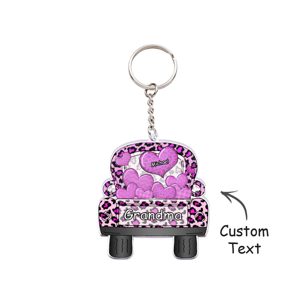 Personalisierter Spitzname Truck Loading Herz Acryl Schlüsselanhänger Weihnachtsgeschenk Dekor Geschenk Oma Nana Papa - dephotoblanket