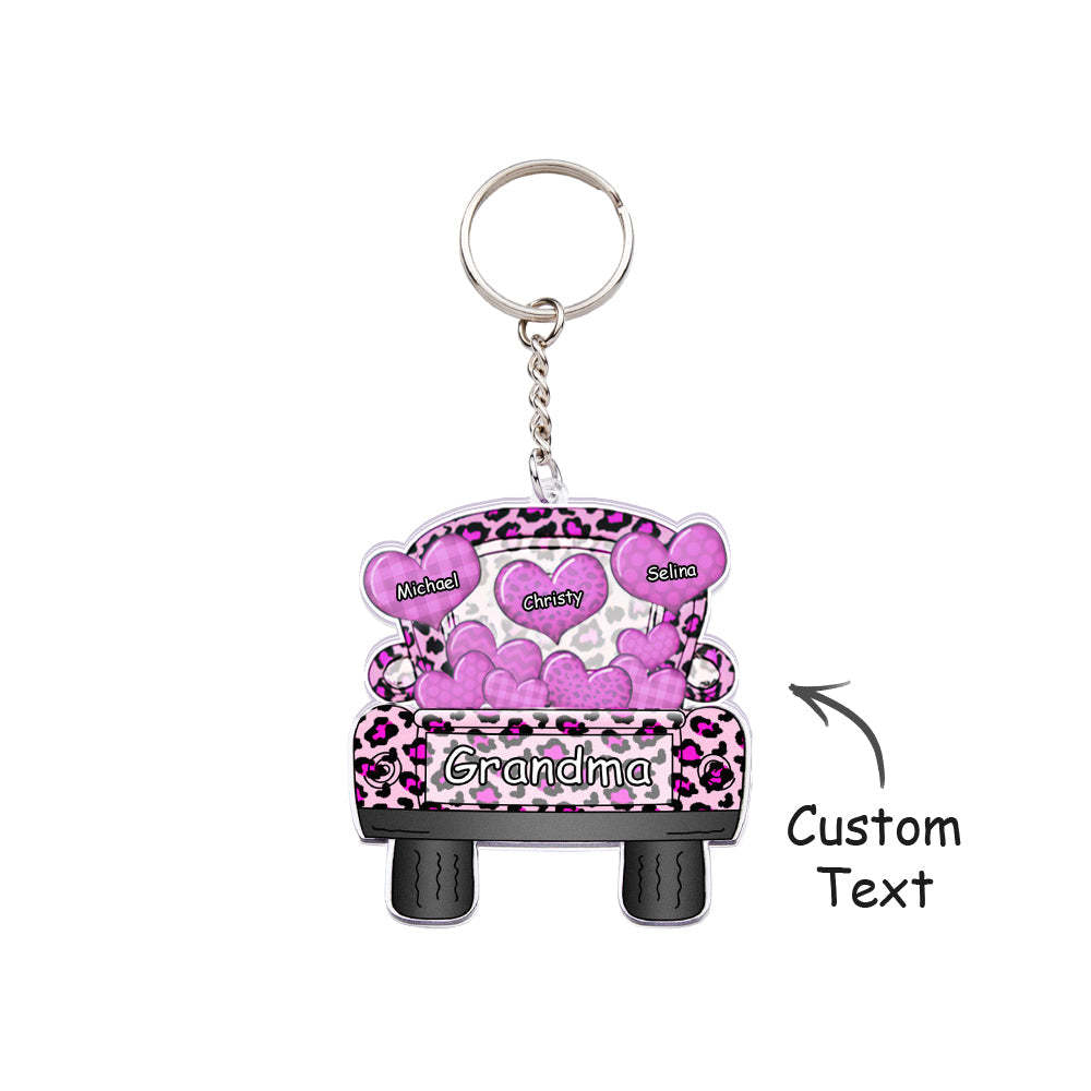 Personalisierter Spitzname Truck Loading Herz Acryl Schlüsselanhänger Weihnachtsgeschenk Dekor Geschenk Oma Nana Papa - dephotoblanket