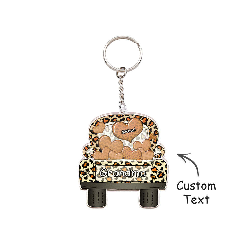 Personalisierter Spitzname Truck Loading Herz Acryl Schlüsselanhänger Weihnachtsgeschenk Dekor Geschenk Oma Nana Papa - dephotoblanket
