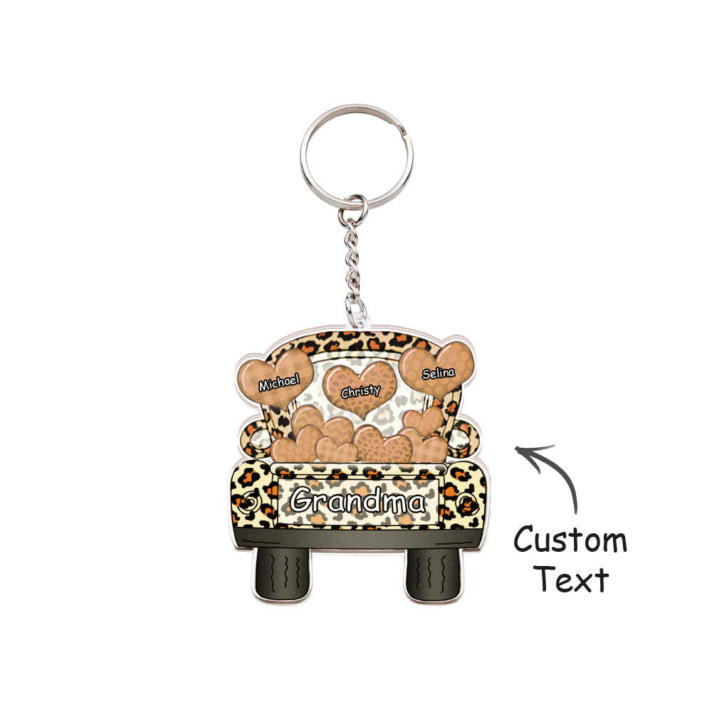 Personalisierter Spitzname Truck Loading Herz Acryl Schlüsselanhänger Weihnachtsgeschenk Dekor Geschenk Oma Nana Papa - dephotoblanket