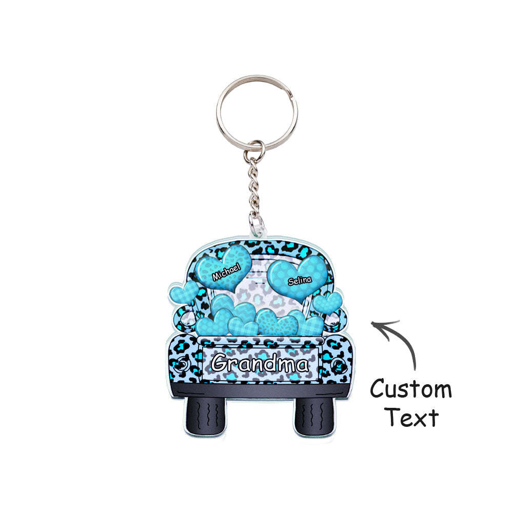 Personalisierter Spitzname Truck Loading Herz Acryl Schlüsselanhänger Weihnachtsgeschenk Dekor Geschenk Oma Nana Papa - dephotoblanket