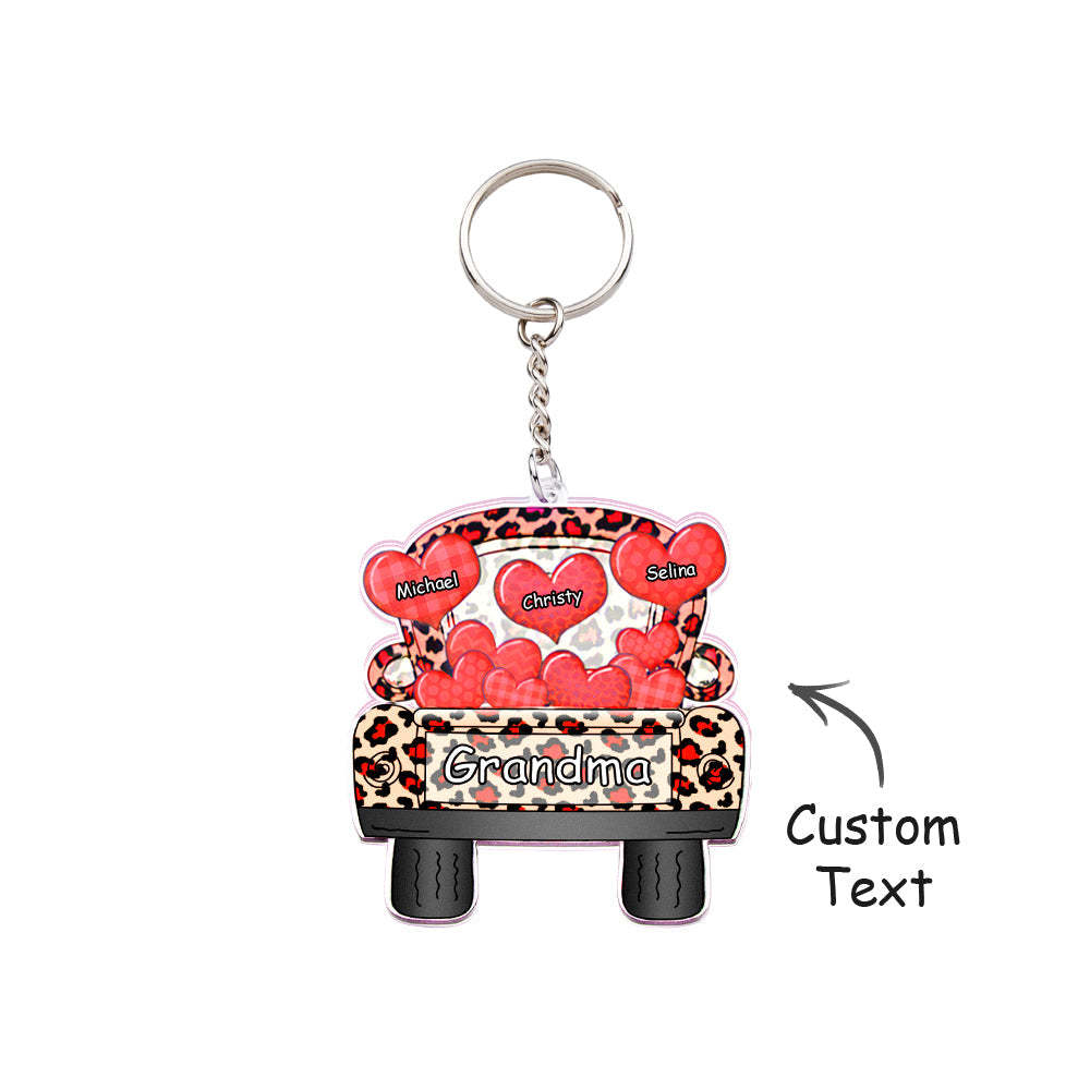 Personalisierter Spitzname Truck Loading Herz Acryl Schlüsselanhänger Weihnachtsgeschenk Dekor Geschenk Oma Nana Papa - dephotoblanket