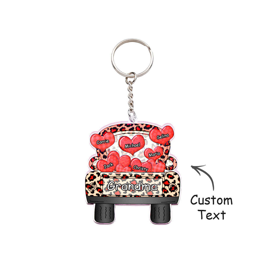 Personalisierter Spitzname Truck Loading Herz Acryl Schlüsselanhänger Weihnachtsgeschenk Dekor Geschenk Oma Nana Papa - dephotoblanket