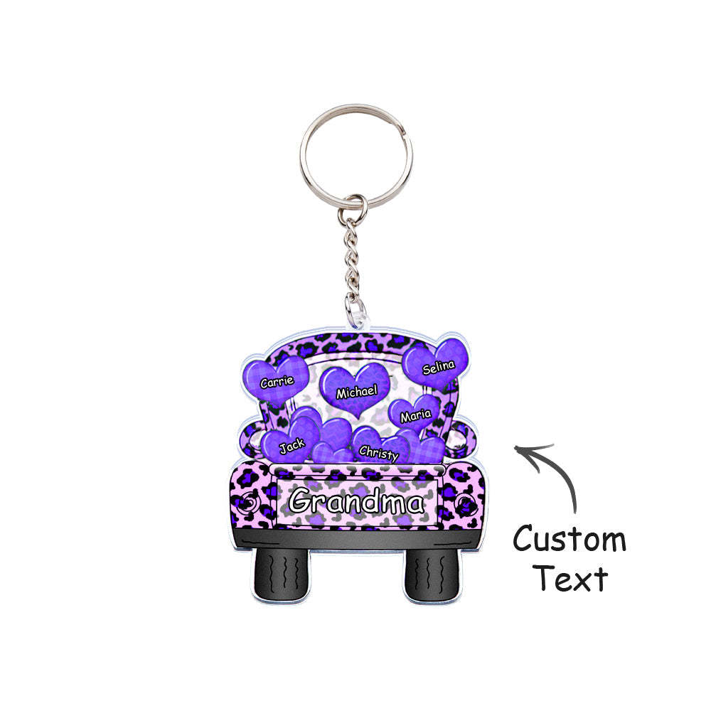 Personalisierter Spitzname Truck Loading Herz Acryl Schlüsselanhänger Weihnachtsgeschenk Dekor Geschenk Oma Nana Papa - dephotoblanket