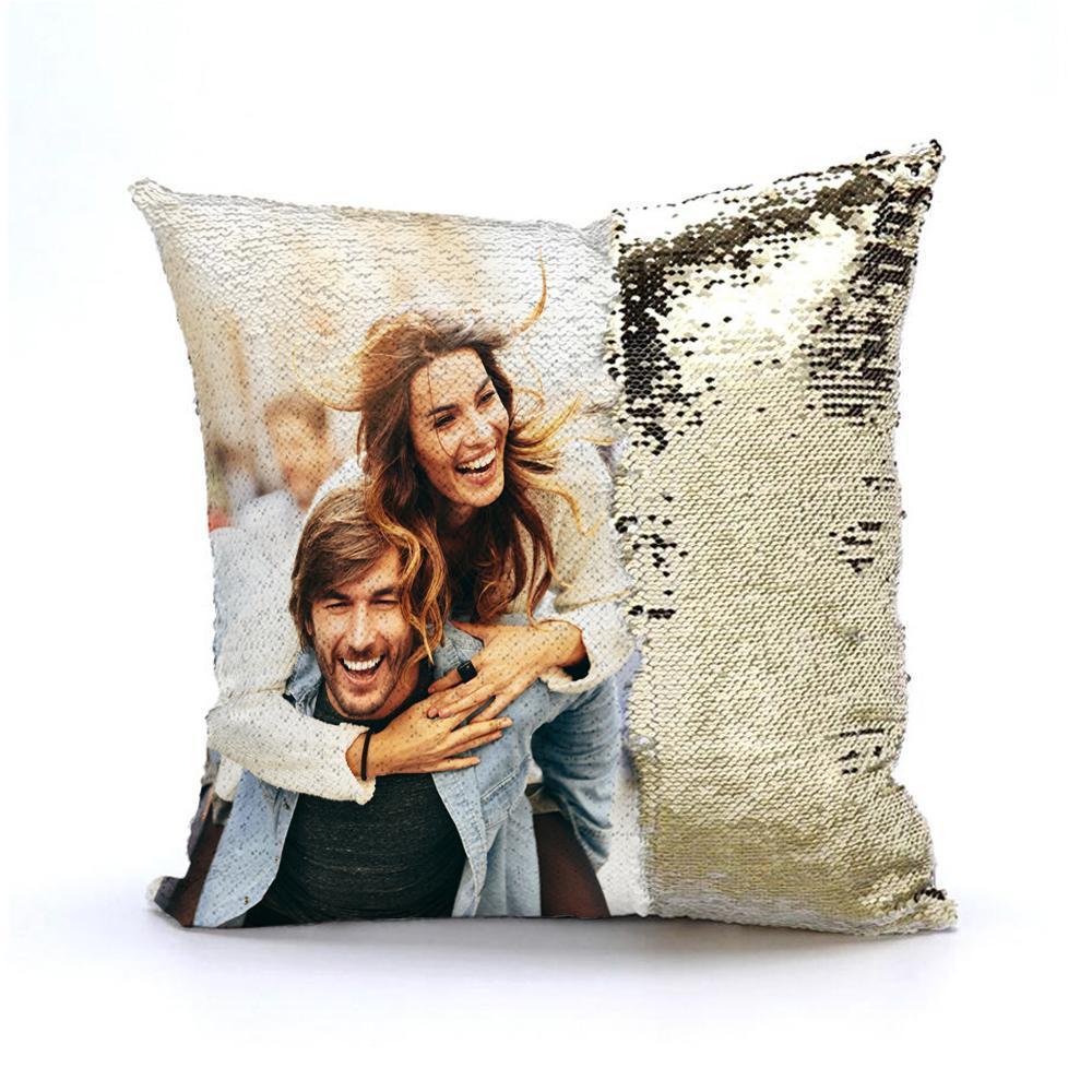 Valentinstag Geschenk Voll Drucken Reversibeles Personalisiertes Foto Paillette Kissen 15.75" x 15.75"